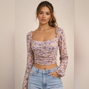 NWT Forever 21  Pink Floral Boho Blouse sz S #1170